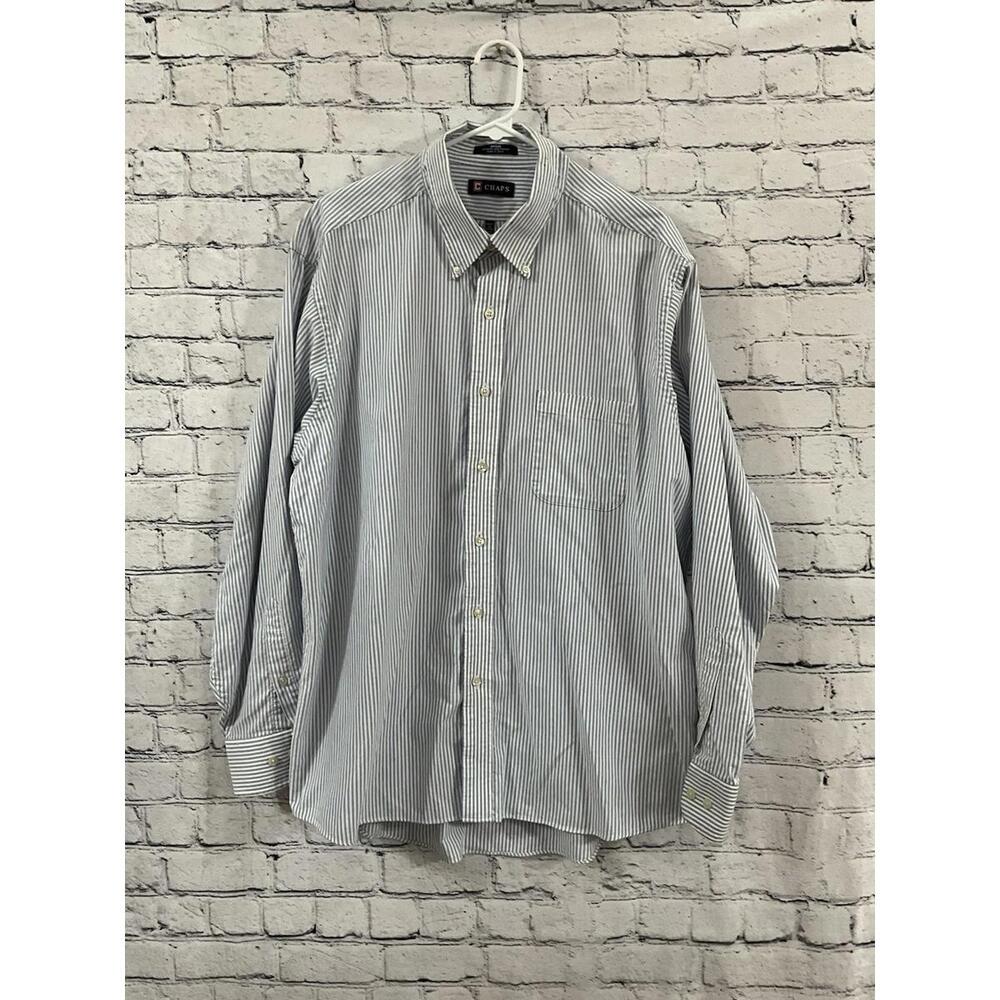 Chaps Shirt‎ Men's XL Multi Striped Long Sleeve Classic Fit Collared Button Down